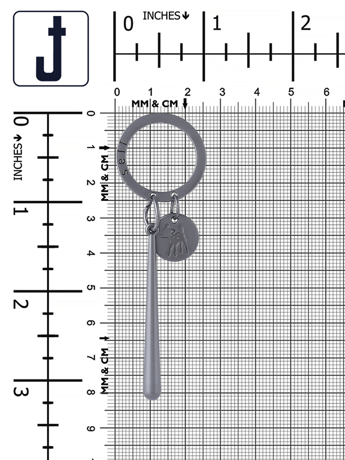 Simple Keychain Design Silver Grey Loopy Hanger