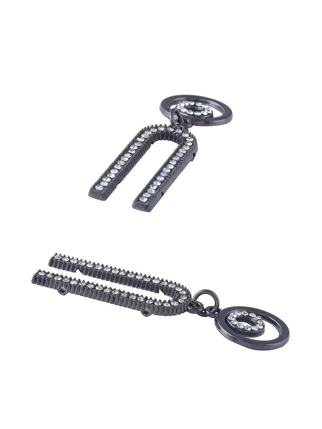 'U' Shape Diamond Hanging Gunmetal Tone Fashion Hardware - Jhonea Accessories