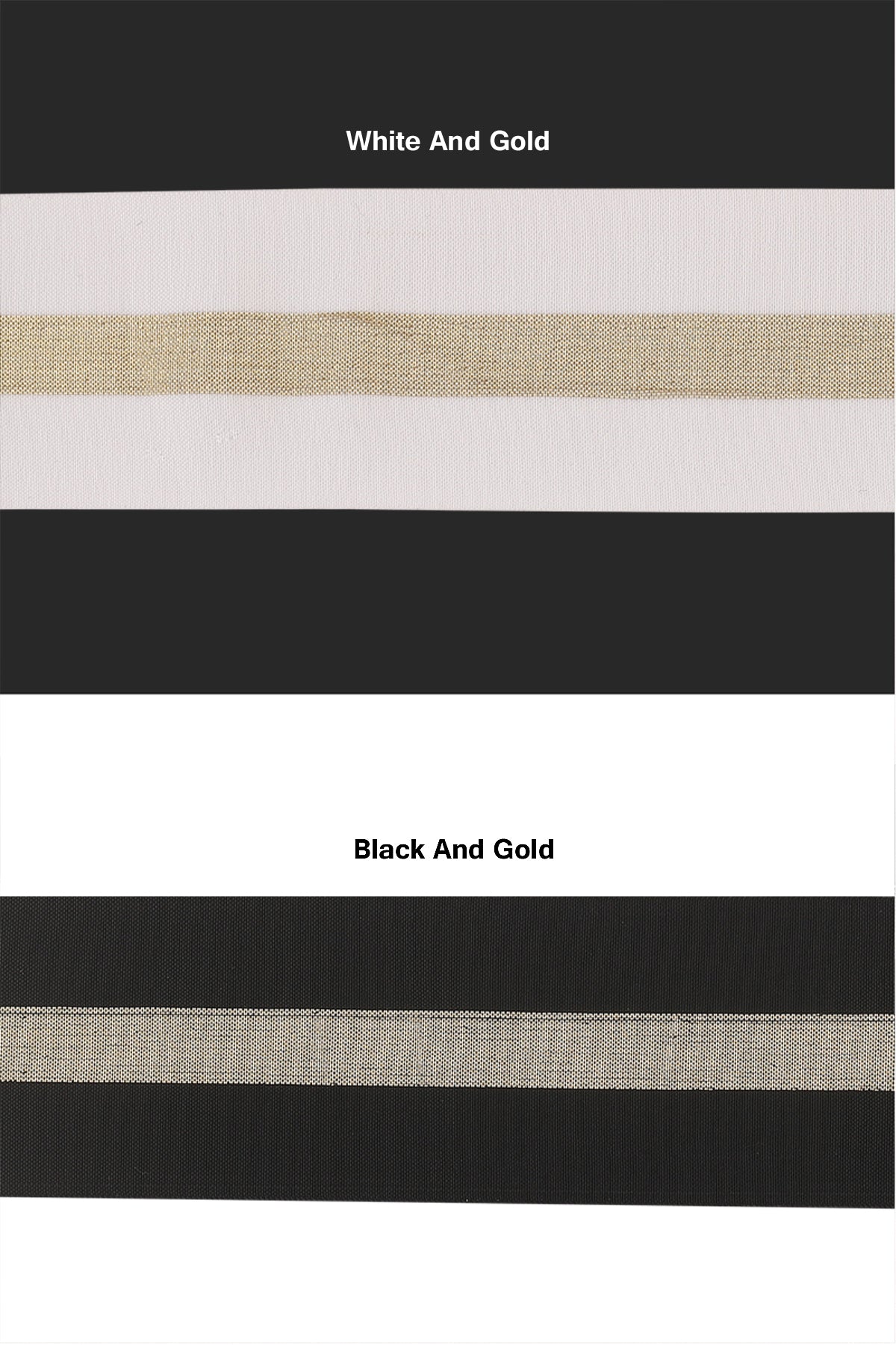 Wide Golden Glitter Striped Soft White & Black Elastic