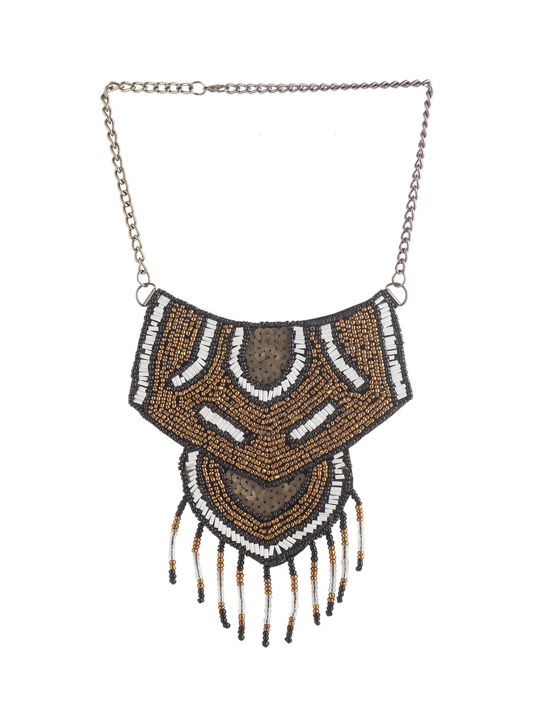 African Design Multicolour Beaded Tassel Neck with Chain