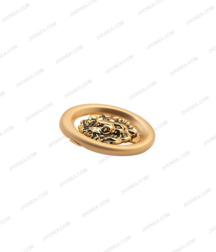 Luxury Dual Tone Black & Gold Royal Lion Face Buttons