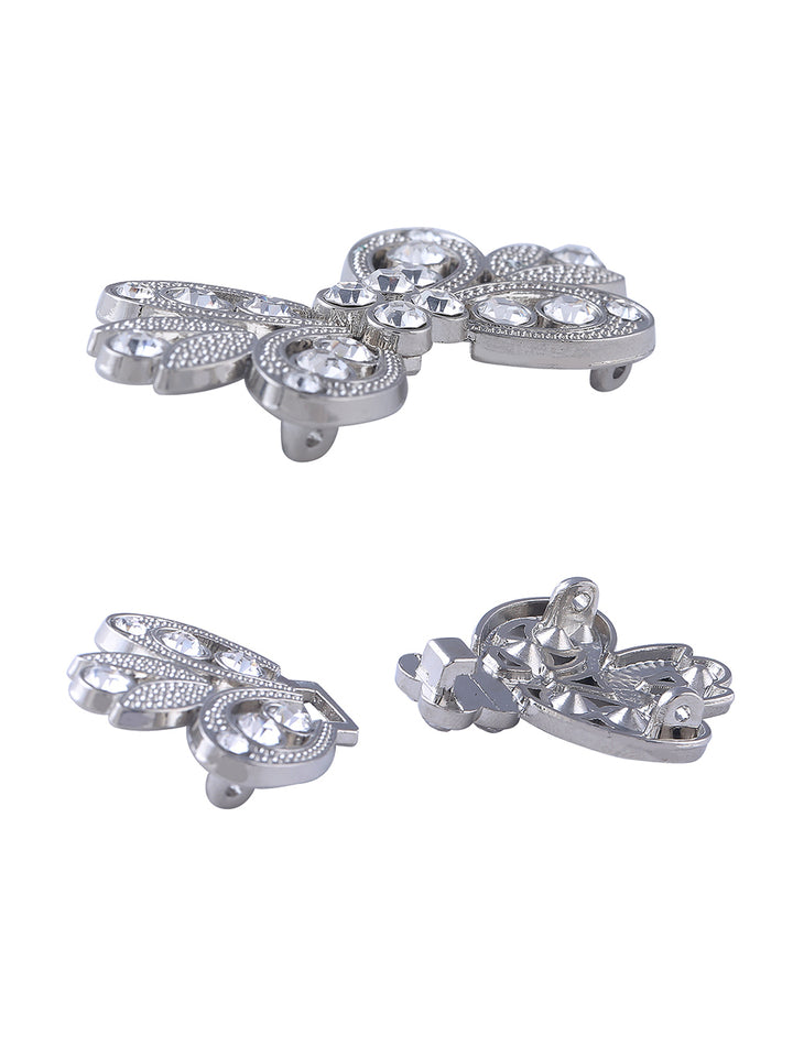 Shiny Silver Crystal Diamond Closure Clasp Buckle - Jhonea Accessories