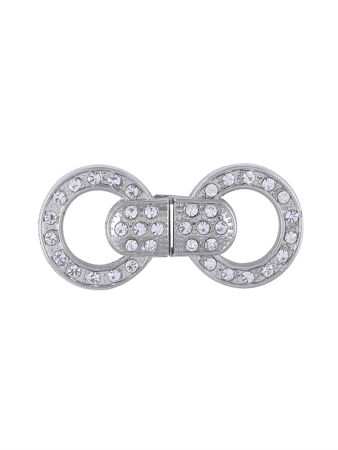 Sparkling Silver Crystal Closure Round Clasp Buckle
