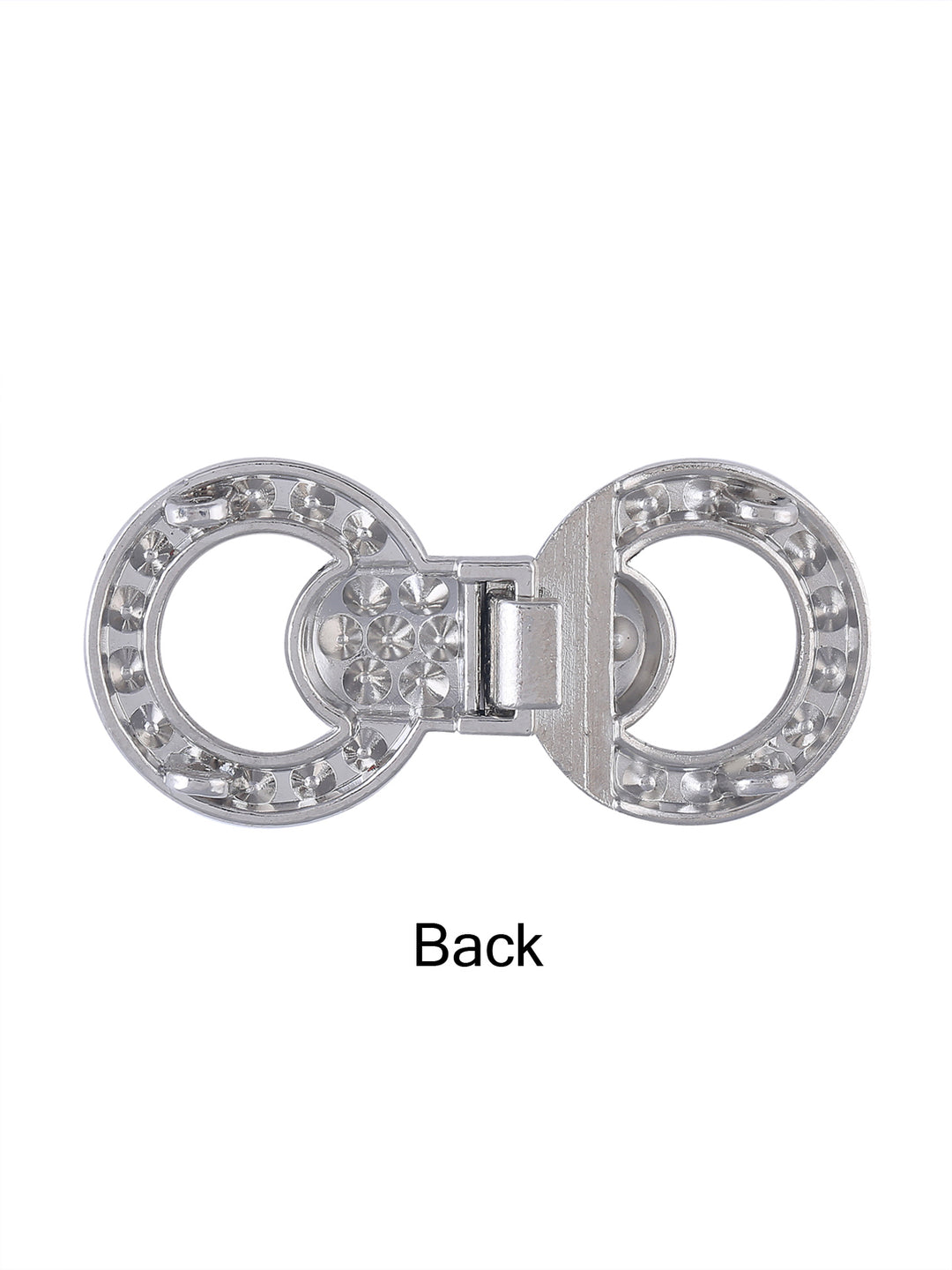 Shiny Silver 2 Part Crystal Round Closure Clasp Diamond Buckle - Jhonea Accessories