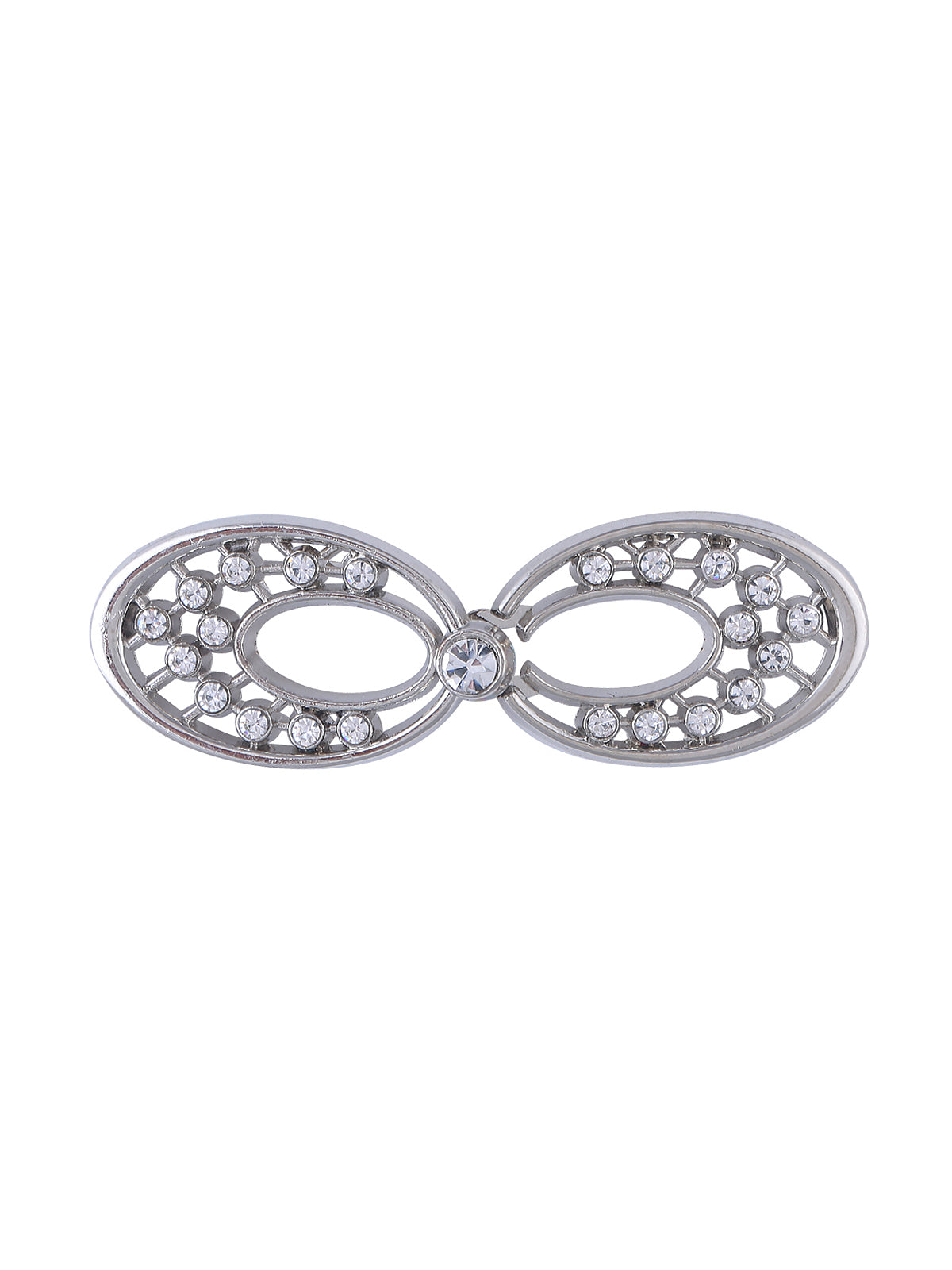 Silver Diamond Sash Connector Closure Clasp 2 Part Oval Buckle