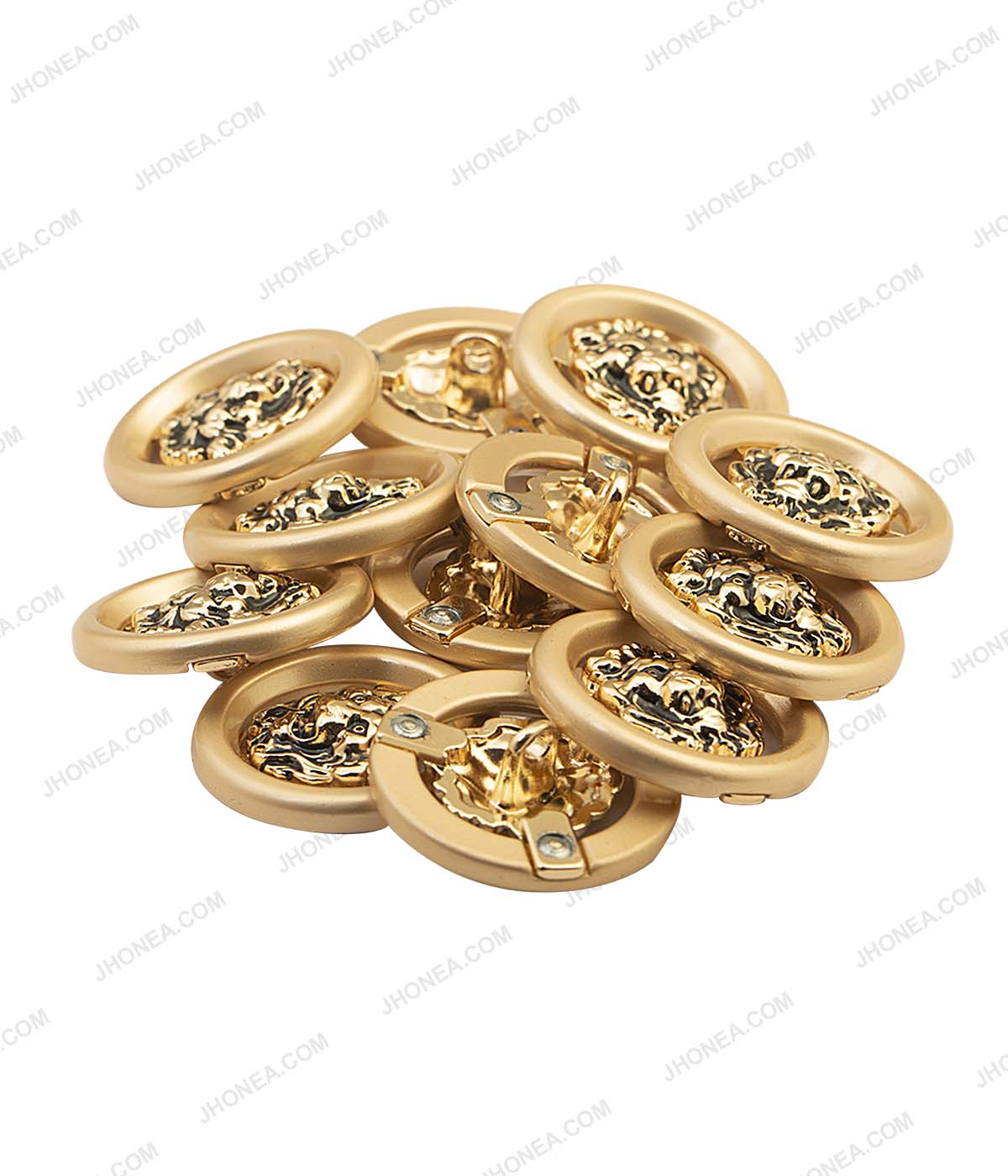 Luxury Dual Tone Black & Gold Royal Lion Face Buttons