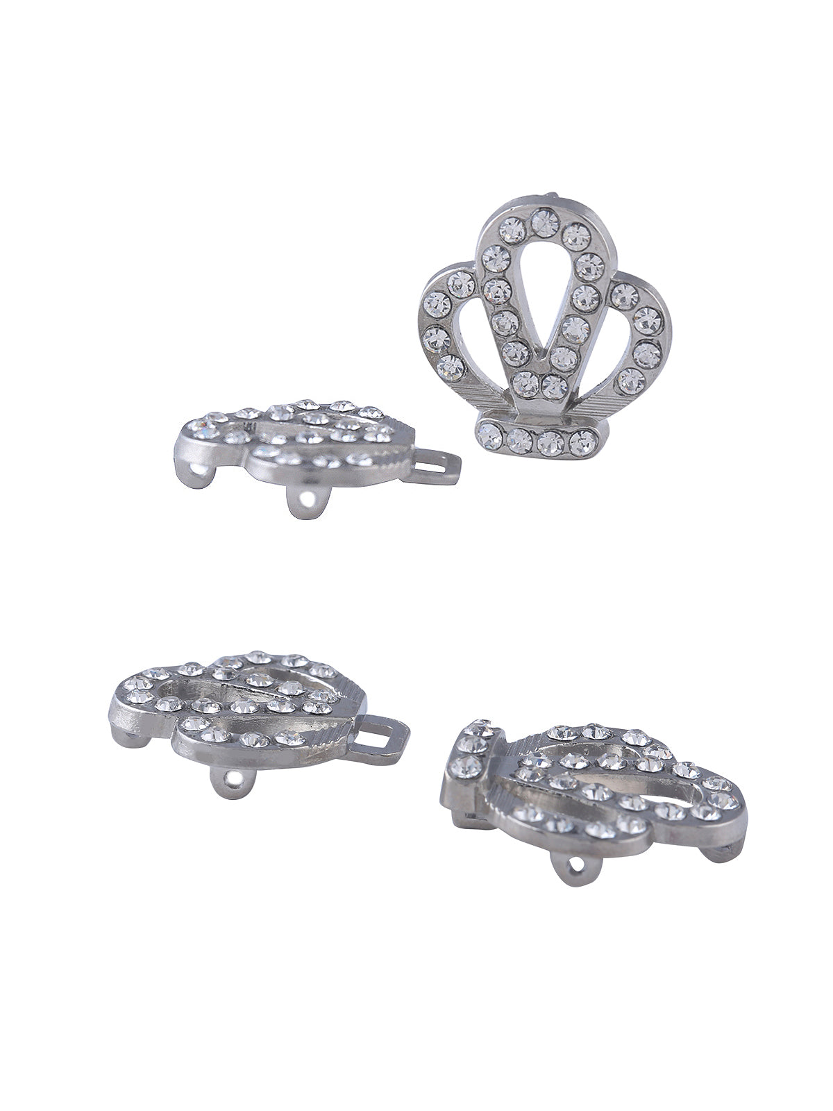 Shiny Silver Crown Shape 2 Part Closure Clasp Buckle - Jhonea Accessories