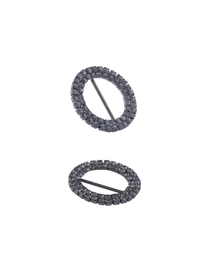 Round Shape Gunmetal Diamond Sliding Belt Buckle - Jhonea Accessories
