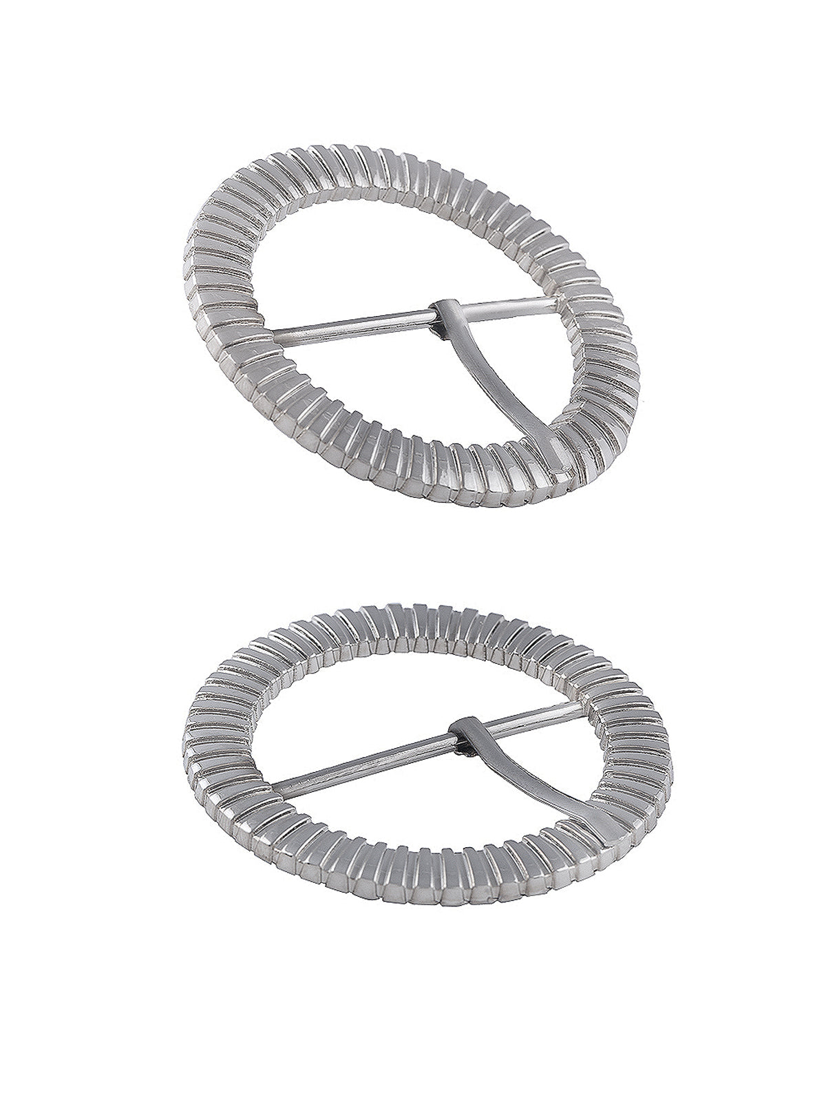 Fancy Round Shape Shiny Silver Waist Belt Prong Buckle - Jhonea Accessories