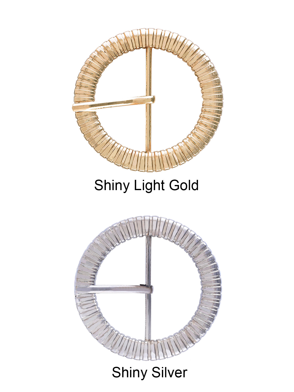 Fancy Round Shape Shiny Golden & Silver Waist Belt Prong Buckle - Jhonea Accessories