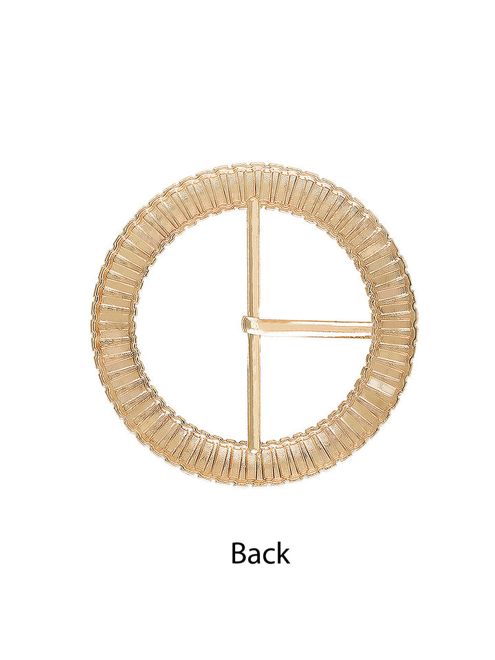 Fancy Round Shape Shiny Golden Waist Belt Prong Buckle - Jhonea Accessories