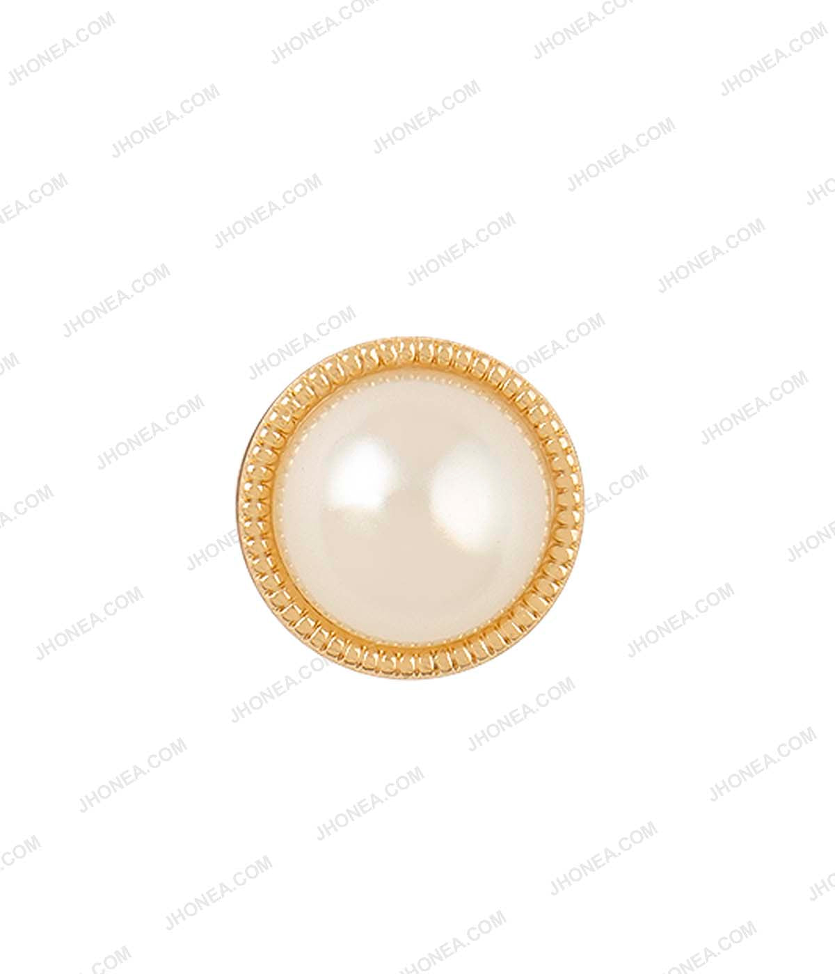 Shiny Gold Accent Border Dome Pearl Buttons