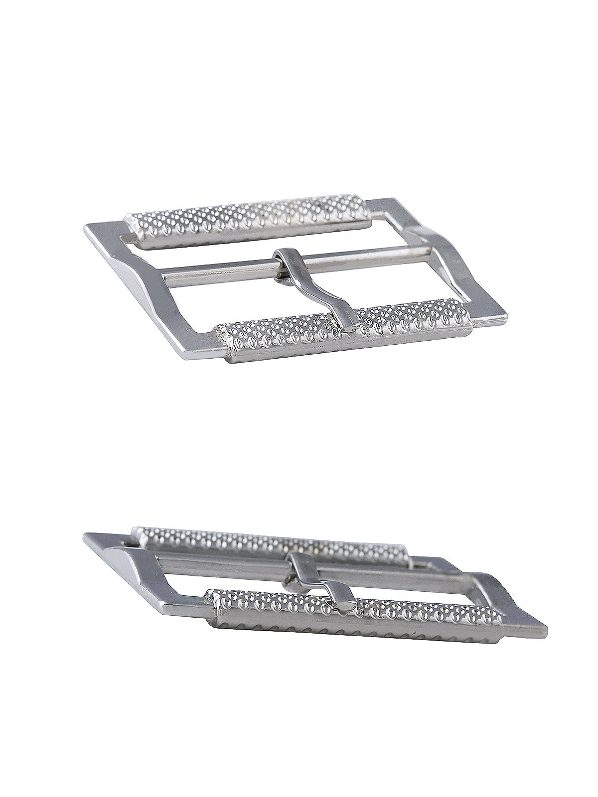 Rectangle Frame Shiny Silver Belt Buckle with Prong