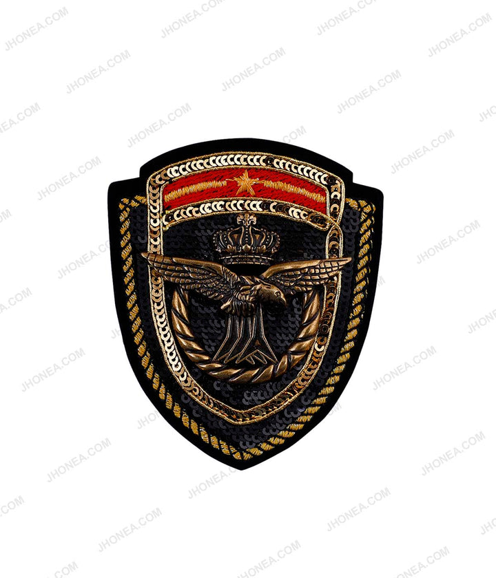 Royal Metal Eagle Emblem Sequins Embroidery Premium Patch