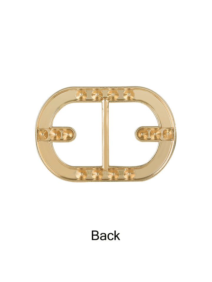 Slight Curved Decorative Shiny Gold Diamond Belt Buckle
