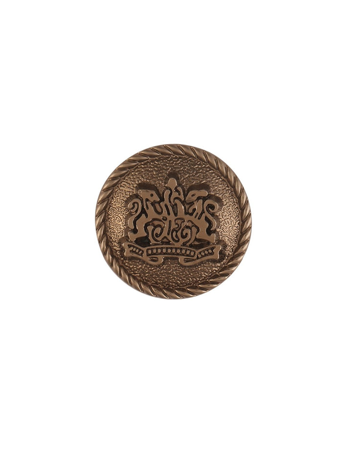 Engraved Logo Round Shape Shiny Brass Shank Button