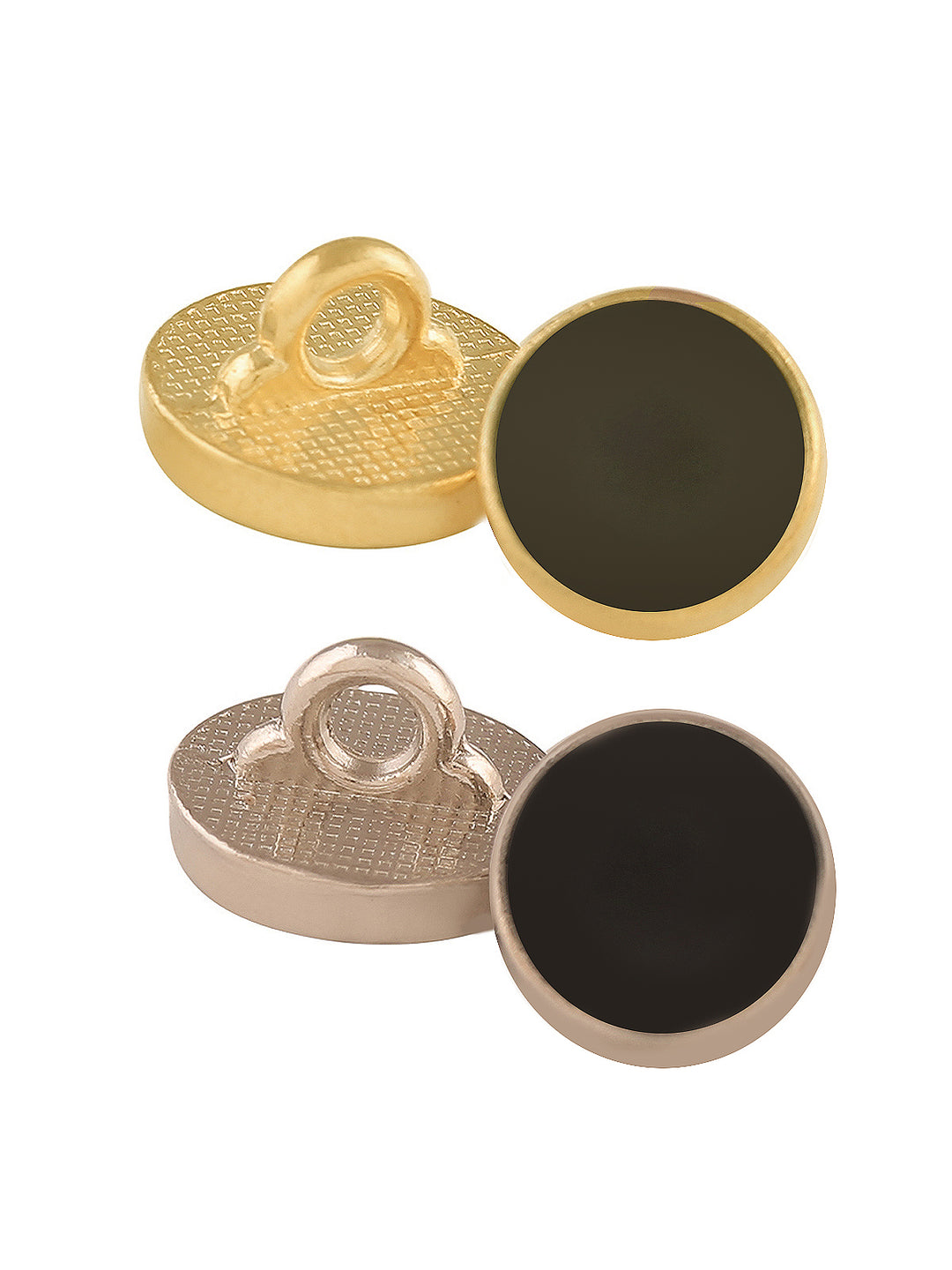 Golden & Silver with Black Enamel 10mm Shirt Button