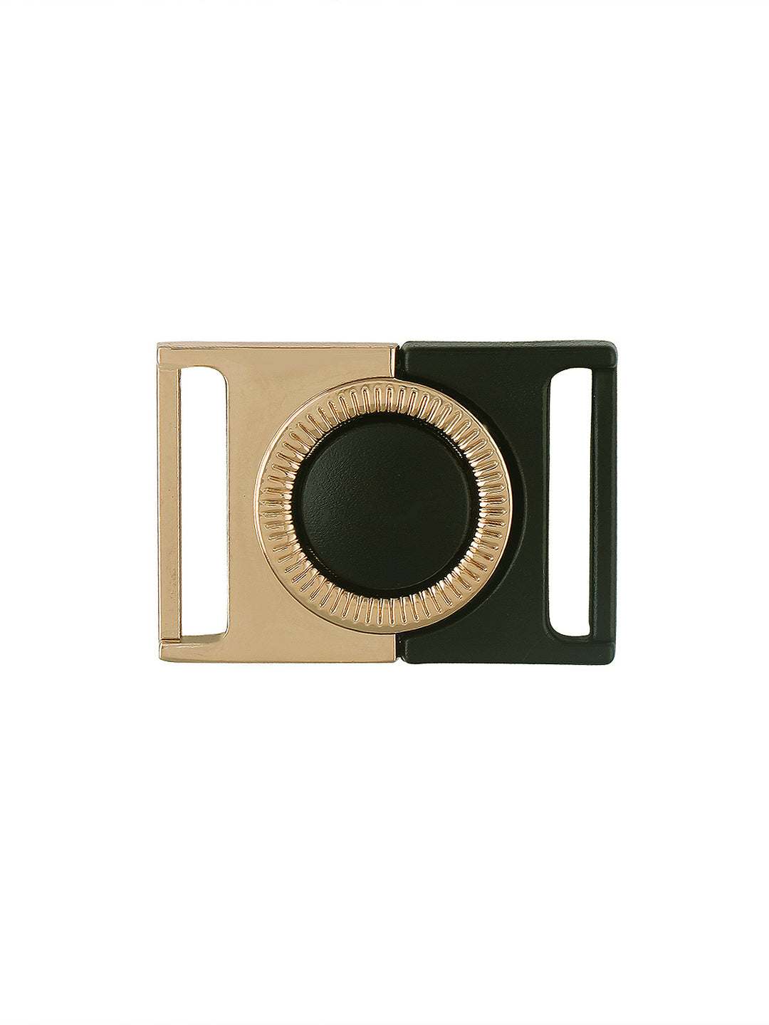 2 Part Shiny Gold with Black Closure Clasp Belt Buckle