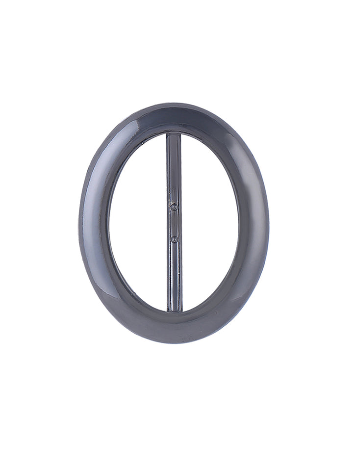 Fancy Decorative Oval Shape Shiny Gunmetal Belt Buckle
