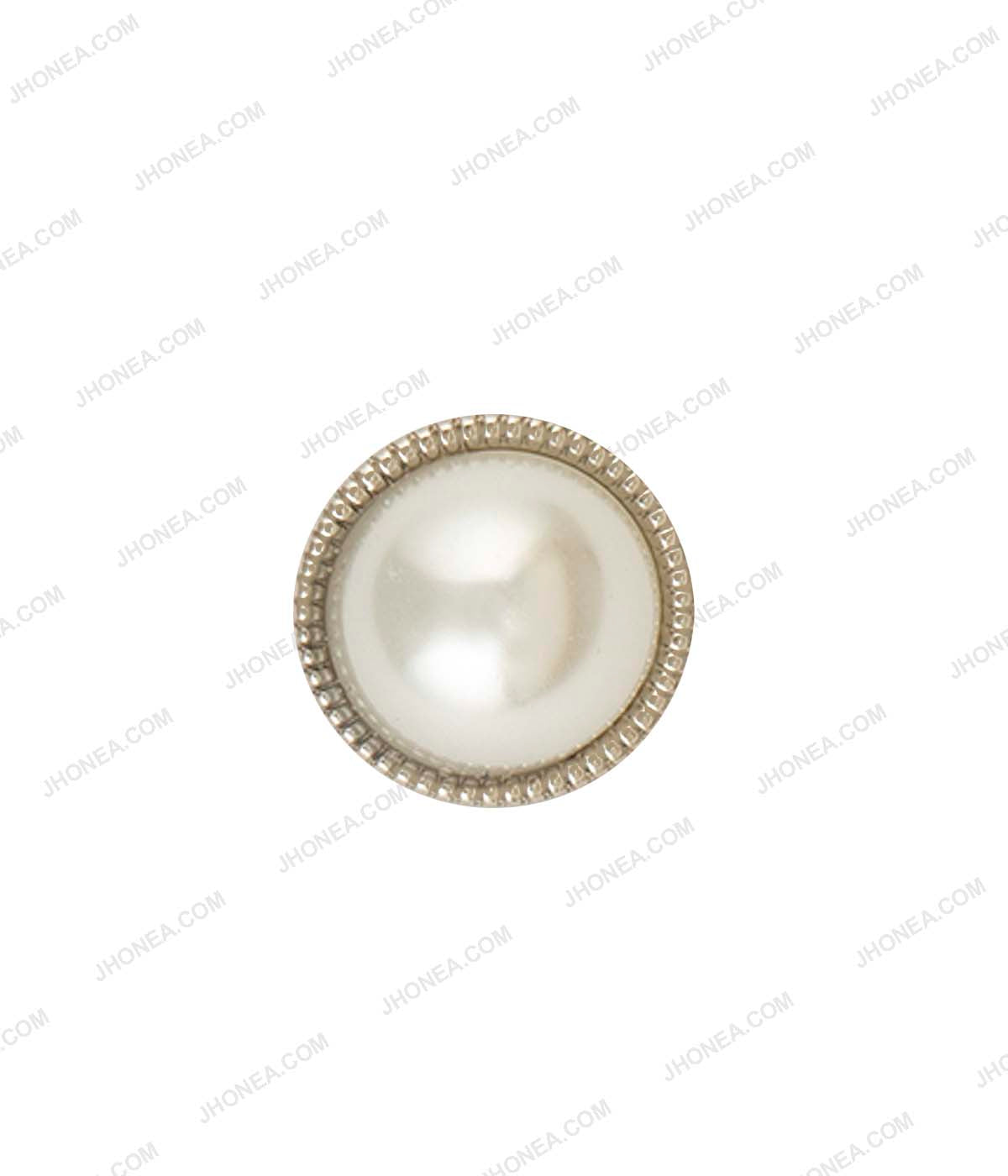 Shiny Silver Accent Border Dome Pearl Buttons