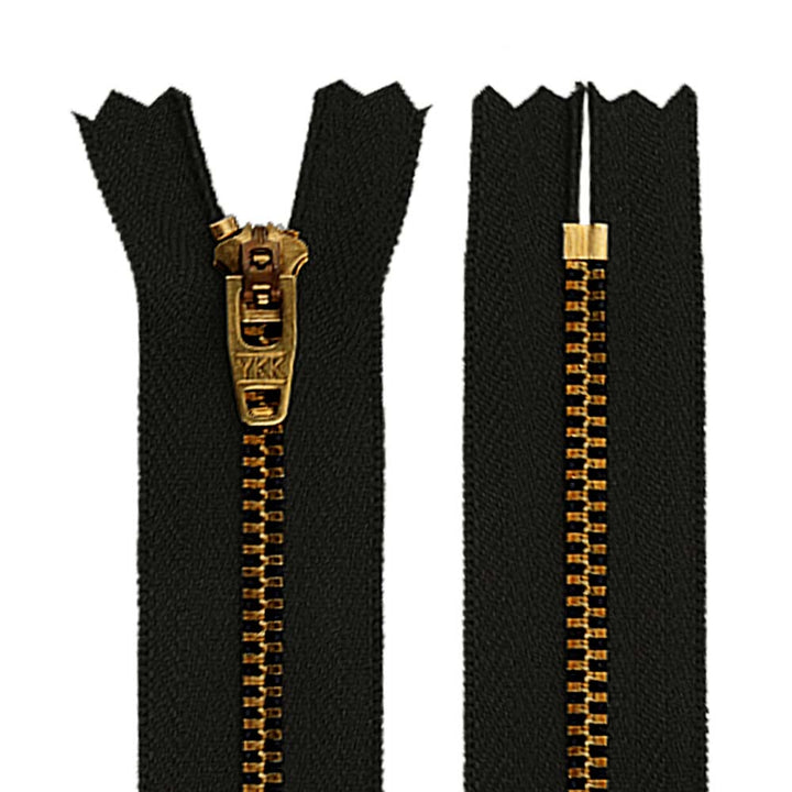 YKK- #5 Brass Closed-End 6inch YKK Jeans Zipper in Black Colour