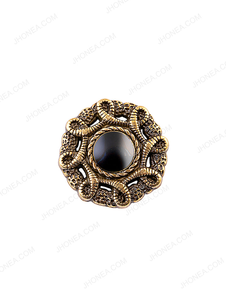 Celtic Design Antique Brass with Black  Color Vintage Button for Men & Women