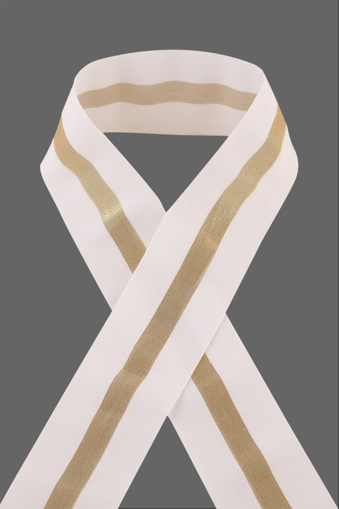 Wide Golden Glitter Striped Soft White And Gold Elastic