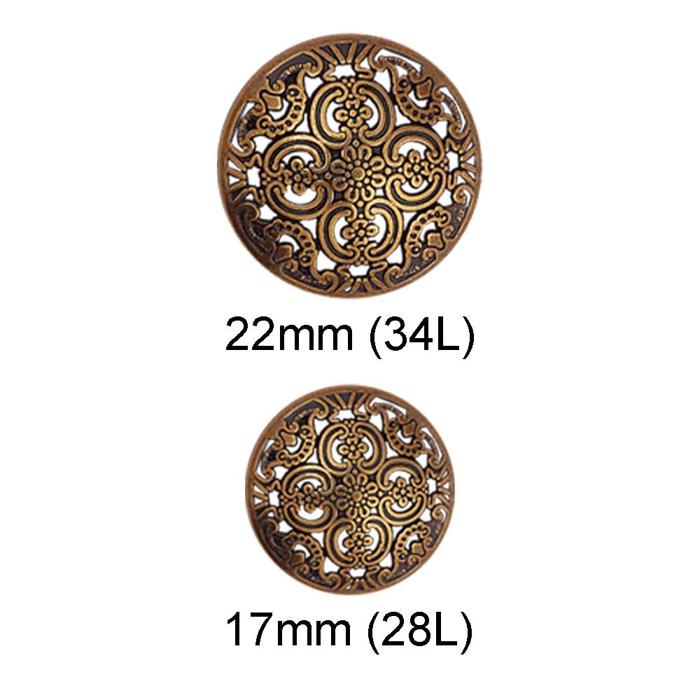 Antique Gold Cutwork Design Round Shape Shank Metal Buttons