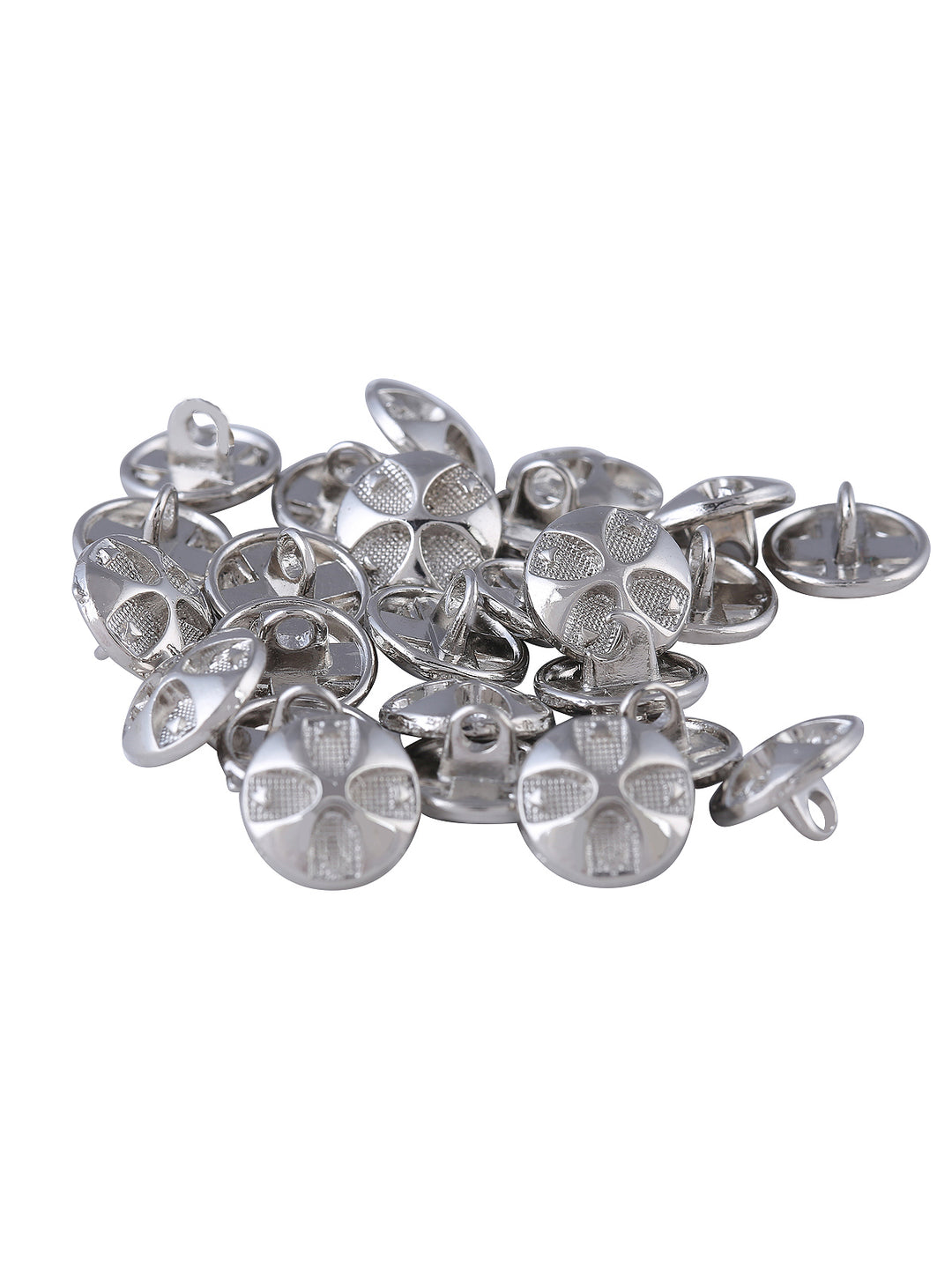 Silver Round Shape Engraved Design 10mm (16L) Shirt/Kurta Downhole Metal Button - Jhonea Accessories