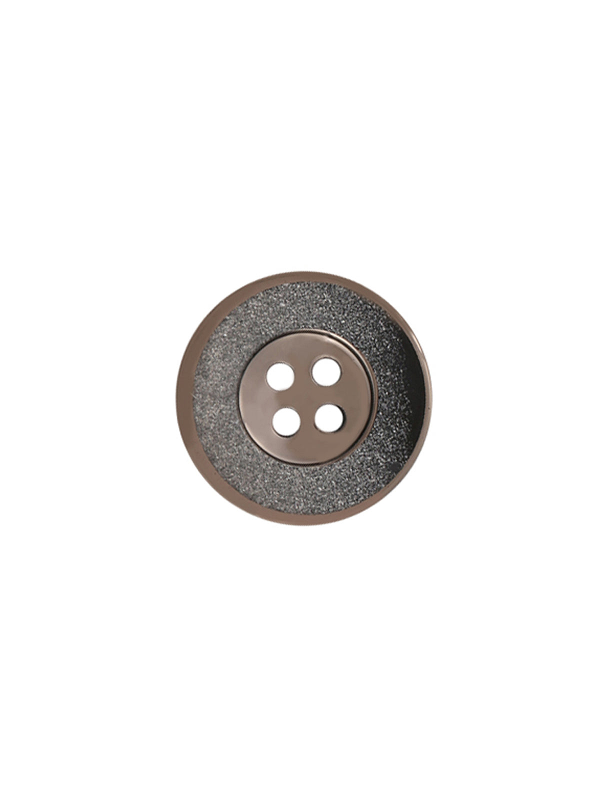 Fancy Rounded Rim 4-Hole Coat Button in Black Nickel (Gunmetal) with Silver Color