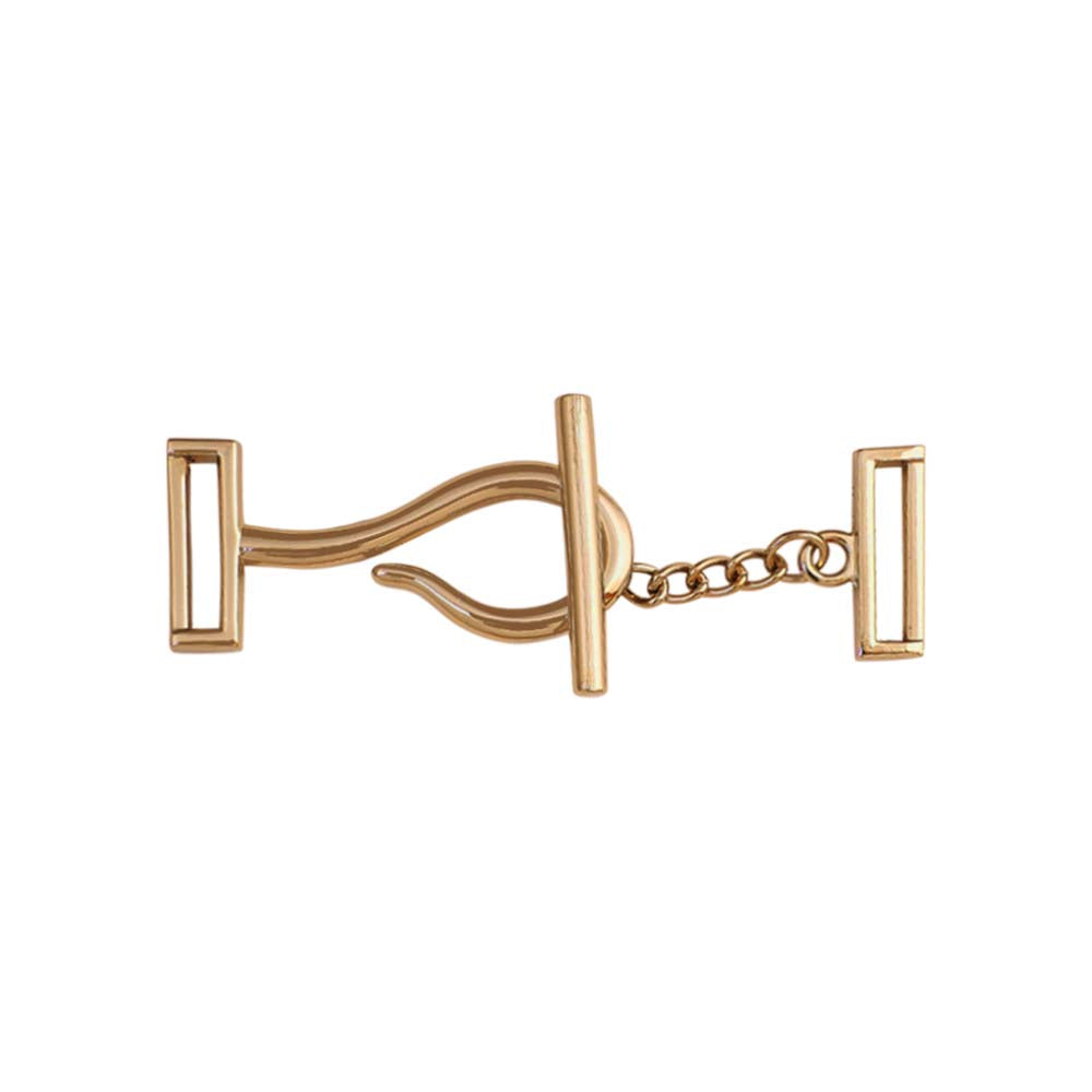 Unique Hook & Latch Design Buckle Fashion Belt Accessory in Shiny Gold Color