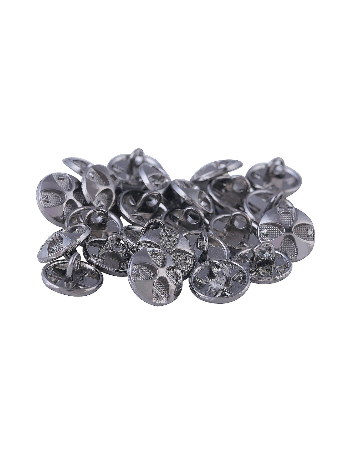 Black Nickel (gunmetal) Round Shape Engraved Design 10mm (16L) Shirt/Kurta Downhole Metal Button - Jhonea Accessories