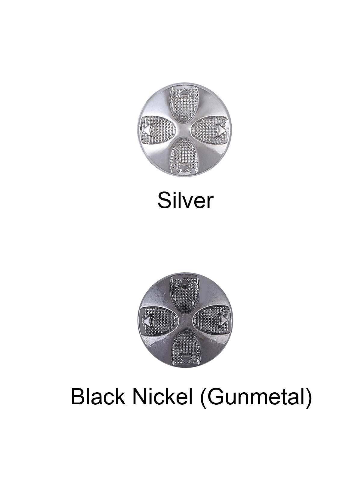 Silver & Black Nickel (gunmetal) Round Shape Engraved Design 10mm (16L) Shirt/Kurta Downhole Metal Button - Jhonea Accessories