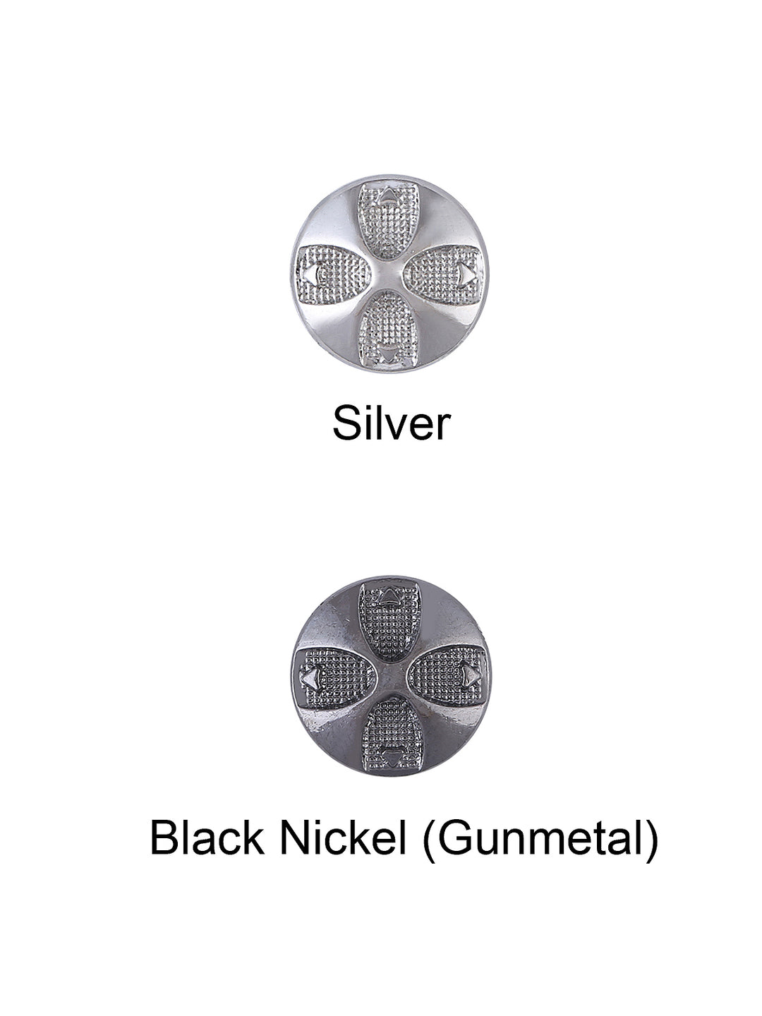 Silver & Black Nickel (gunmetal) Round Shape Engraved Design 10mm (16L) Shirt/Kurta Downhole Metal Button - Jhonea Accessories