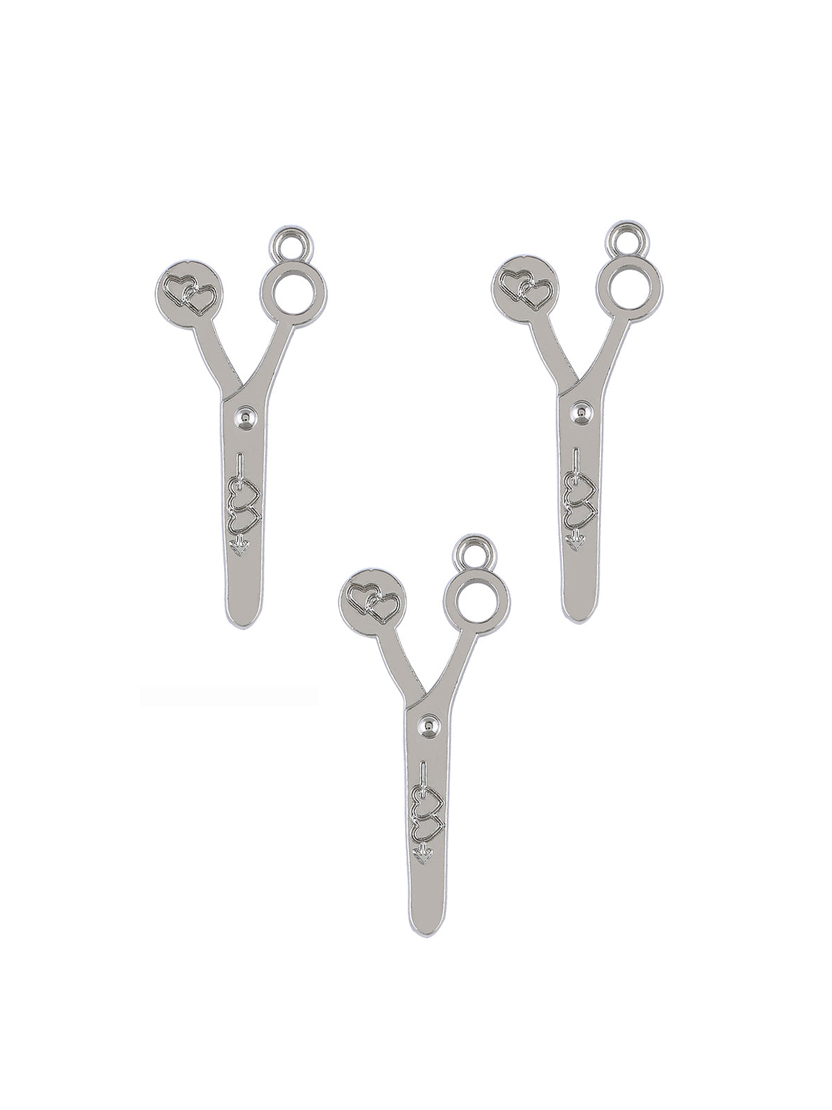 Hairdresser Scissors Fashion Accessory Hardware in Shiny Silver Color