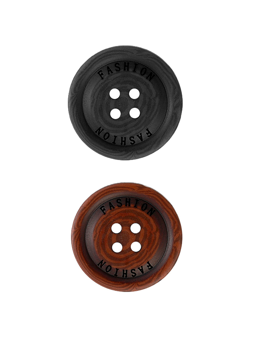 Wood-like Brown & Black Round Shape Coat Buttons