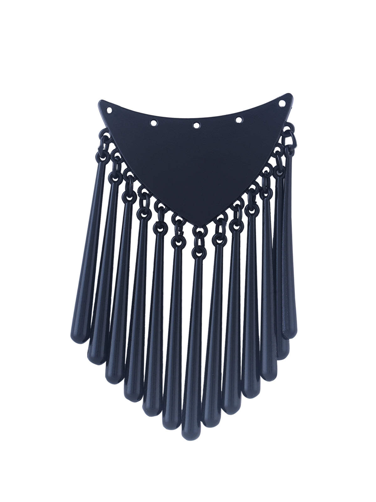 Exquisite Matte Black Finish Tassel Design Neckline