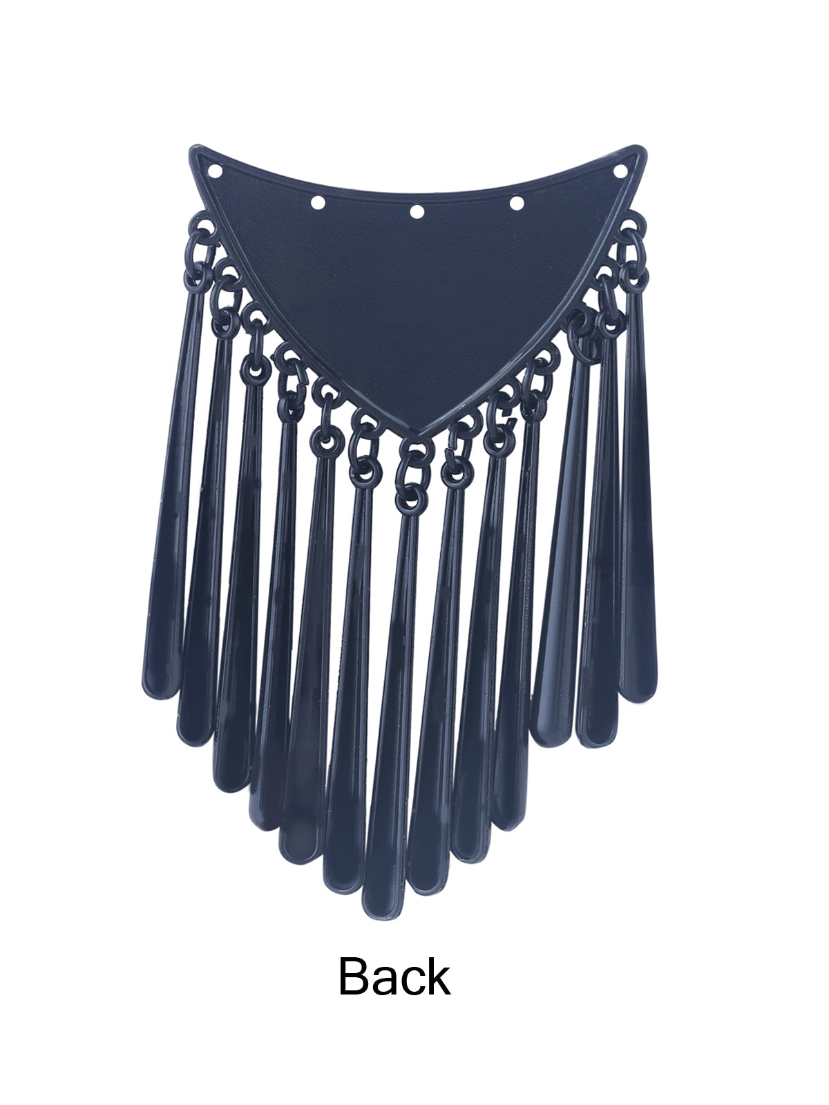 Exquisite Matte Black Finish Tassel Design Neckline