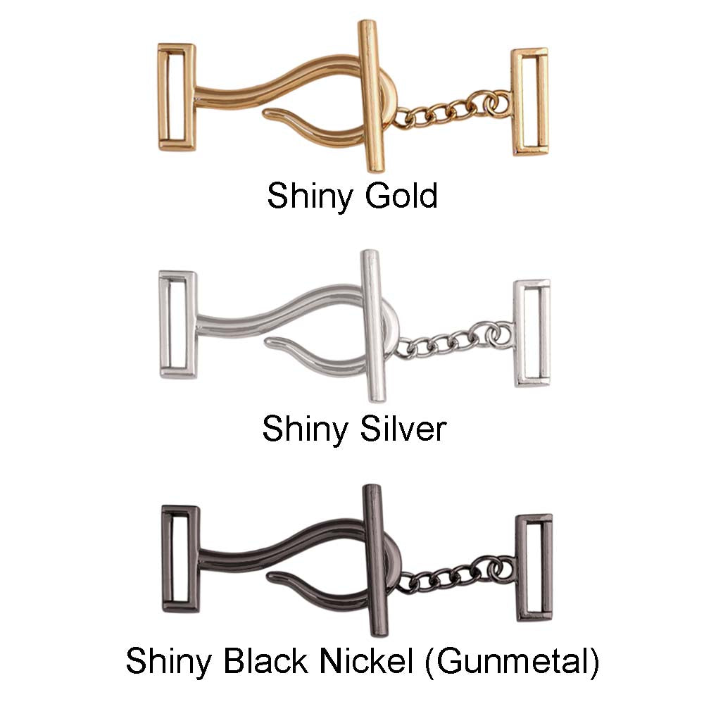 Unique Hook & Latch Design Buckle Fashion Belt Accessory in Shiny Gold/Silver/Black Nickel (Gunmetal) Color