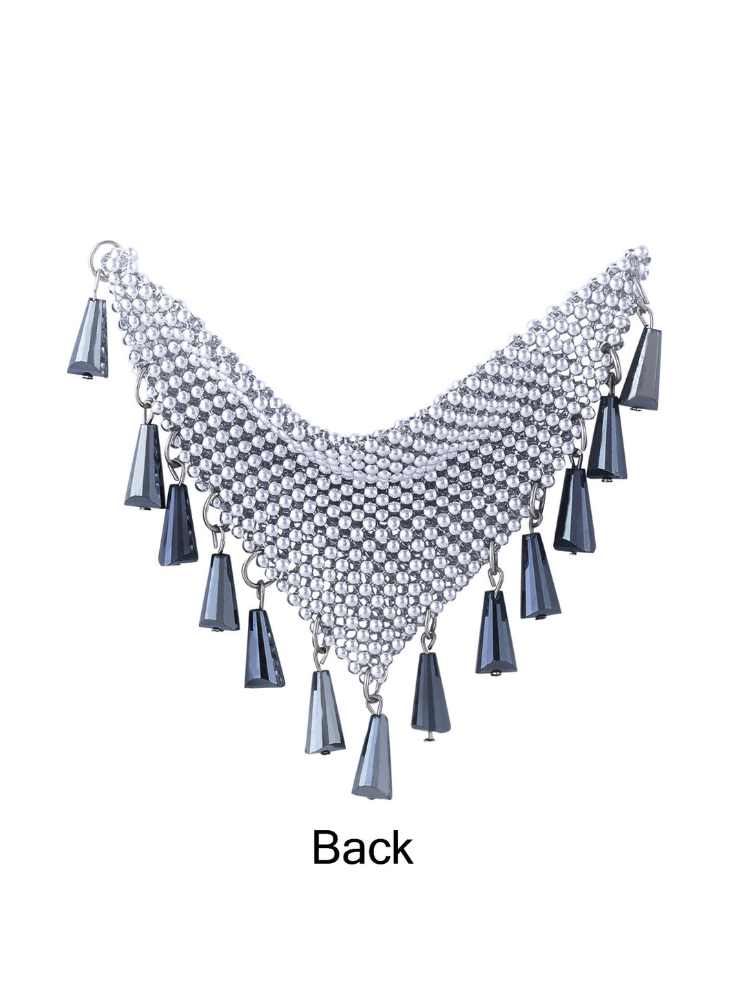 Luxurious Design Shiny Silver Beaded Neckline