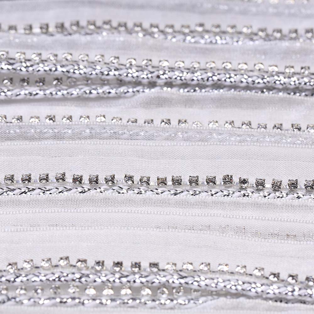 Jhonea Exclusive Shiny Diamonds White Border Lace for Dresses  Edit alt text