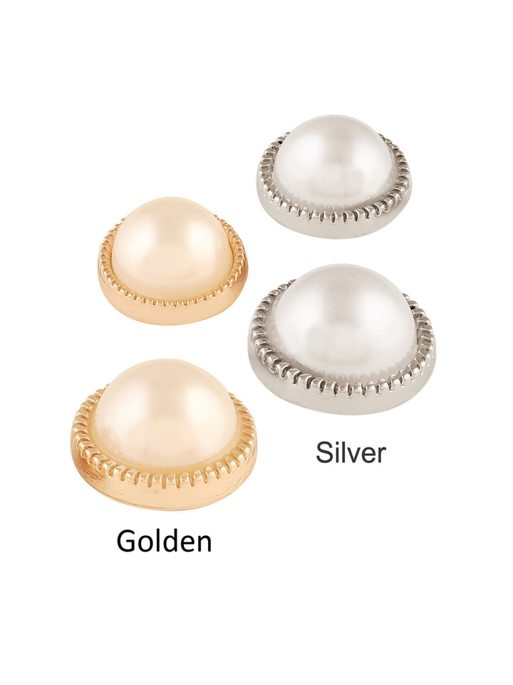 Shiny Gold & Silver Round Shape Pearl Button