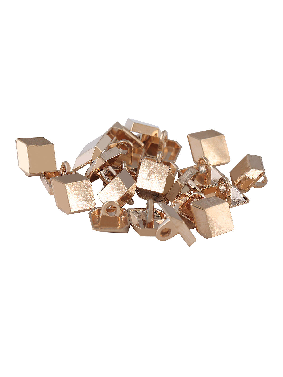 Shiny Golden Cube Shape 10mm (16L) downhole party wear shirt button - Jhonea Accessories