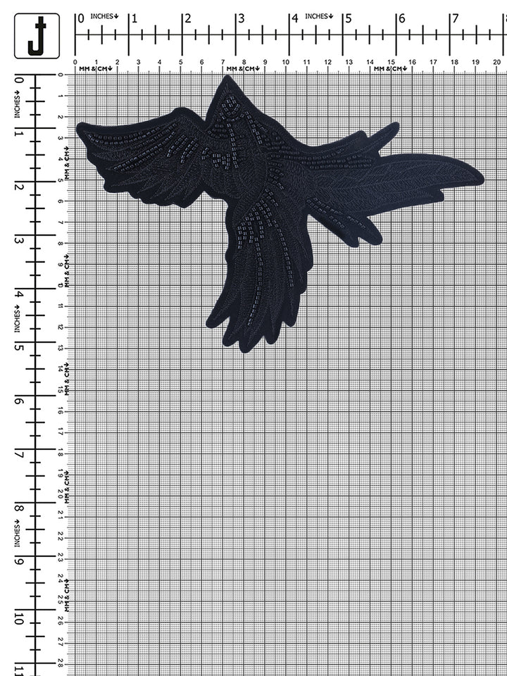 Embroidered Black Bird Beaded Patch