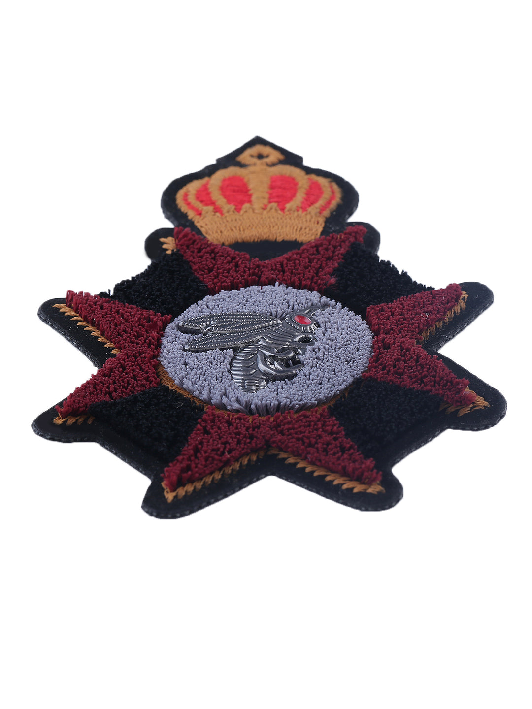 Embroidered Crown & Bee Logo Badge Textured Patch