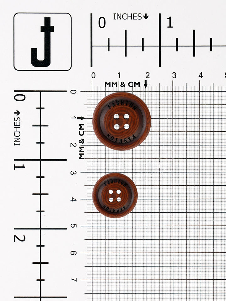 Wood-like Brown & Black Round Shape Coat Buttons