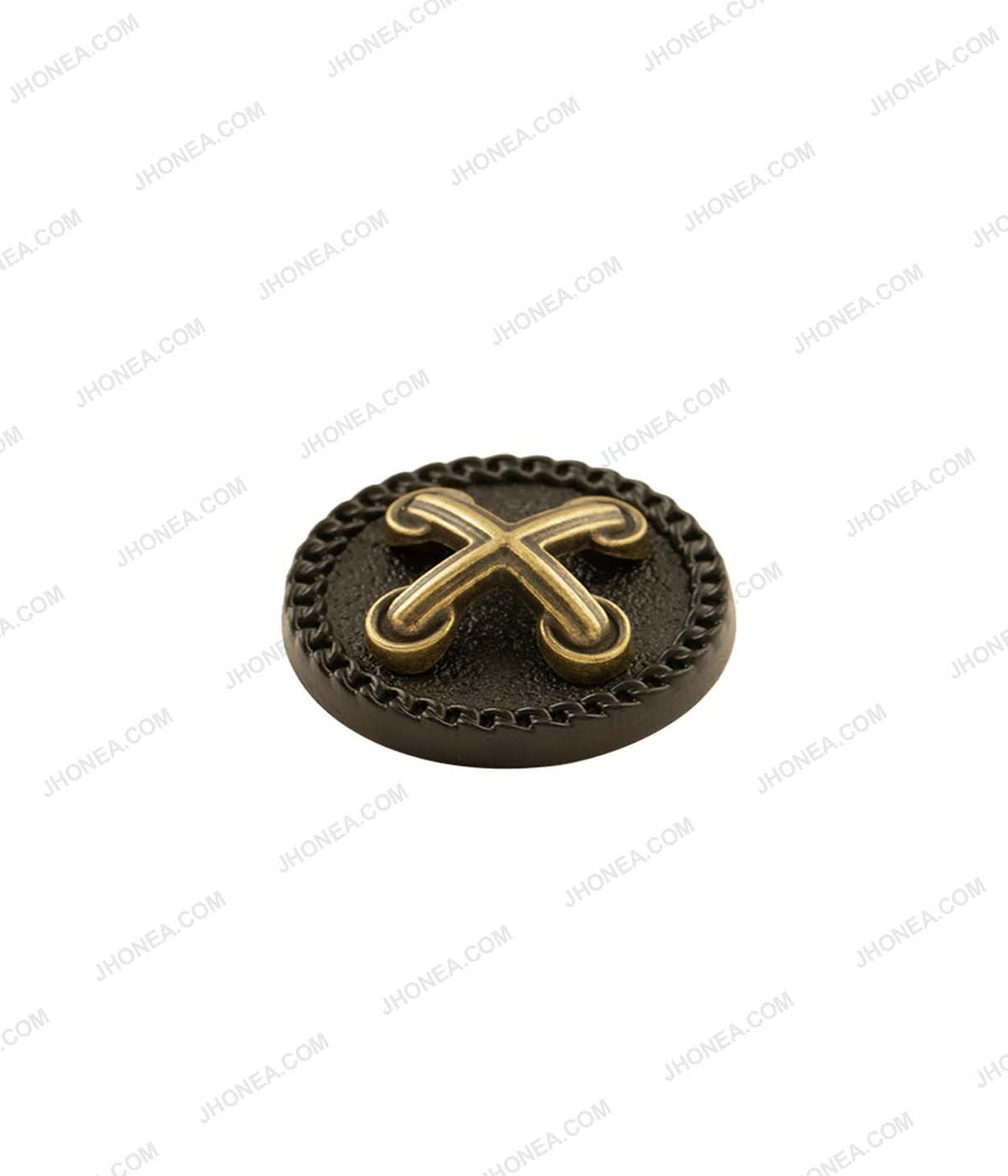 Premium Black with Antique Brass Cross Metal Shank Buttons for Coats
