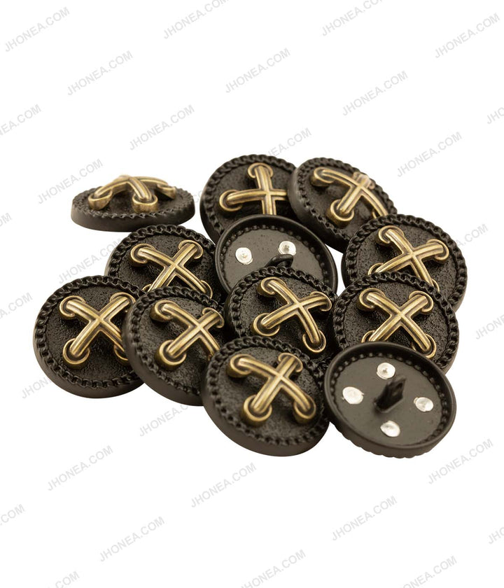 Premium Shiny Gold with Black Western Style Metal Buttons for Women