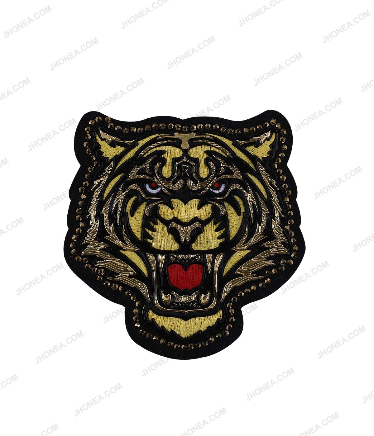 Premium Design Diamond Studded Tiger Face Patch for Shirts