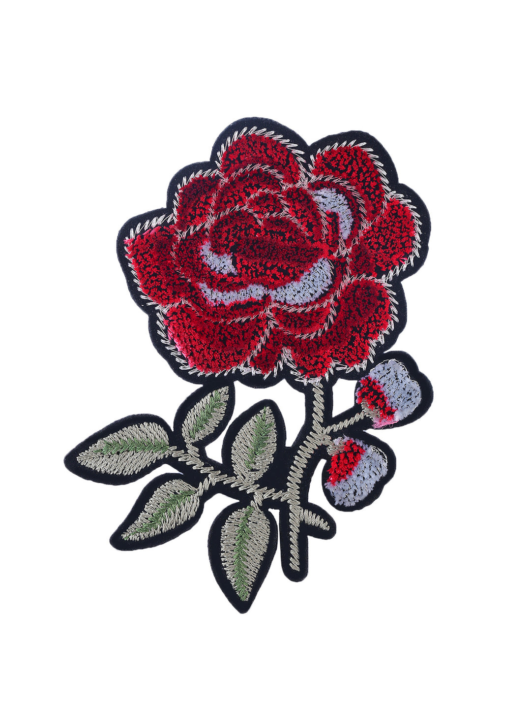 Gorgeous Embroidered Sew On Beaded Red Rose Patch
